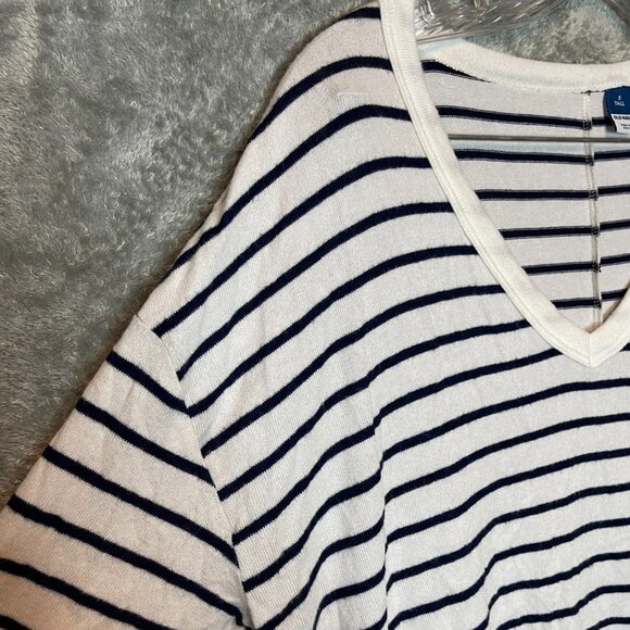 Old Navy Women Nautical Preppy Oversized Cozy Knit Navy Blue Striped Shirt S - Picture 4 of 13
